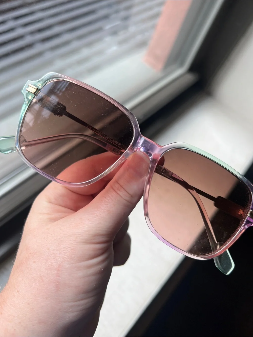 Pastel Pink & Green Gradient Square Sunglasses